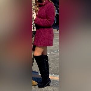 Lulu’s burgundy turtleneck sweater dress